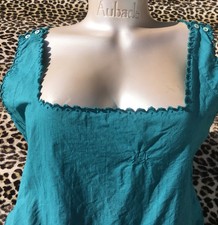 FRENCH 1800s MATERNITY NURSING NIGHTGOWN~ HAND DYED TEAL GREEN COTTON ~UNWORN~ L