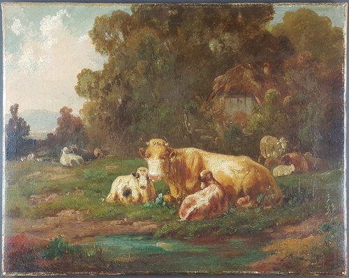 Ancien tableau vaches - ancien,