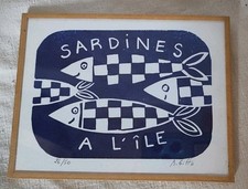 Linogravure B.Giffo Sardine à
