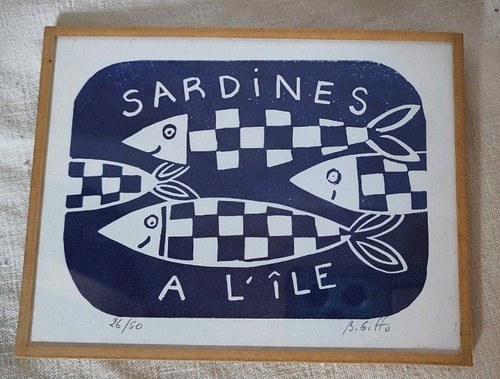 Linogravure giffo sardine à - sardine,