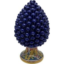 Pomme en Céramique Sicilienne de Caltagirone Couleur Blu Décoré à la Main 30 CM