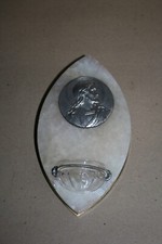 Bénitier Marbre ancien à suspendre - Derrière laiton