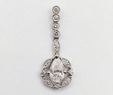 Pendentif vintage style art deco or blanc 18k diamant taille poire 0.70 carats