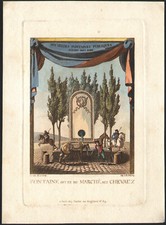 1810 Rare gravure Paris Fontaine du marché aux chevaux Louis Le Coeur eau-forte