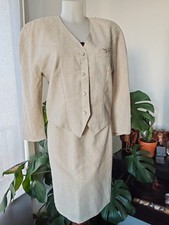 Maison 1.2.3 ensemble VINTAGE taille S  40% Lin Tailleur Jupe 