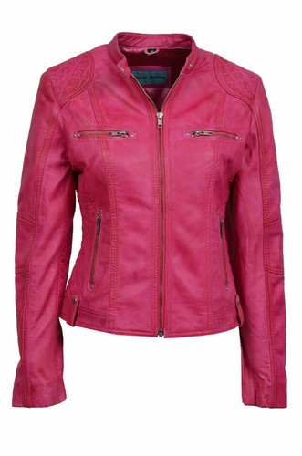 Veste cuir rose pour femme - en,
