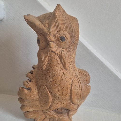Statuette chouette bois - statuette,
