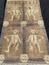 rare Tibetan tantric rug skeleton Citipati Chitipati tapis tantrique tibetain