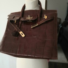 Grand sac de Luxe   Cuir Façon Croco - Etui clé et petit cadenas