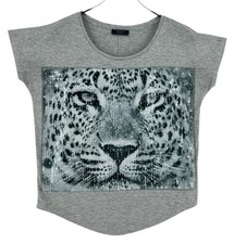 GUESS Femme Décontracté Manches Courtes T-Shirt Gris Taille S