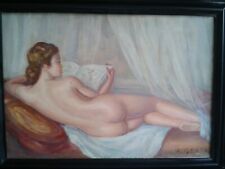 Albert GENTA XXème " NU de dos allongé et lisant "  huile sur toile, période 2