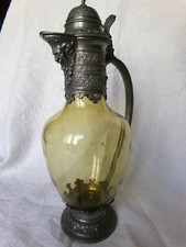 ANCIENNE AIGUIERE EN CRISTAL ET ETAIN