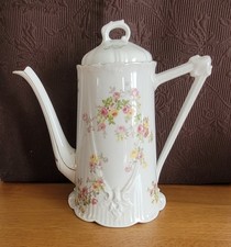 Cafetière ancienne porcelaine de LIMOGES / très bon état/ fleurs fleurettes rose