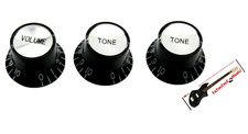 NEW 3 Boutons STRATOCASTER reflector noirs - Hat vol + 2 ton pour guitare strat