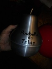 Ancienne Jolie Poubelle de Table en Aluminium à la Poire tel seau a glaçon 