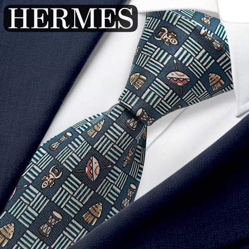 Cravate hermes vert soie - hermes,