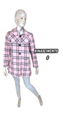 Rinascimento Taille 36 Superbe manteau rose tartan capuche amovible