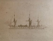 Corvette à vapeur 28 canons — tirage d'époque gélatino-bromure d’argent — c.1880