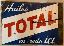 PLAQUE EMAILLEE ANCIENNE DOUBLE FACE "HUILES TOTAL" BE 54X38cm