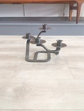 Chandelier Bougeoir Brutaliste Fer Forgé Martelé Vintage Années 50 60 Moderniste