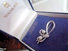 Attrayant Vintage Japonnais Argent Sterling & Perle Broche Mikimoto Japon +