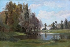 Tableau paysage bord rivière