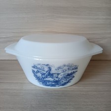 Cocotte Arcopal Modèle Toile De Jouy, Marmite Avec Couvercle,Verre Blanc Vintage