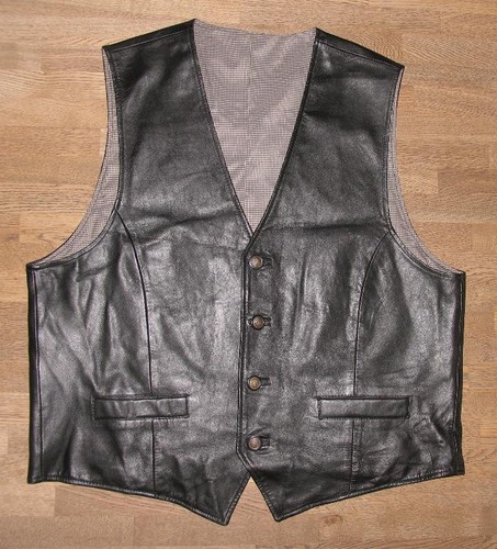 Gilet cuir noir - en,