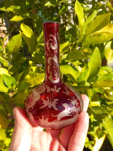 Vase verre rouge souvenir - vase,