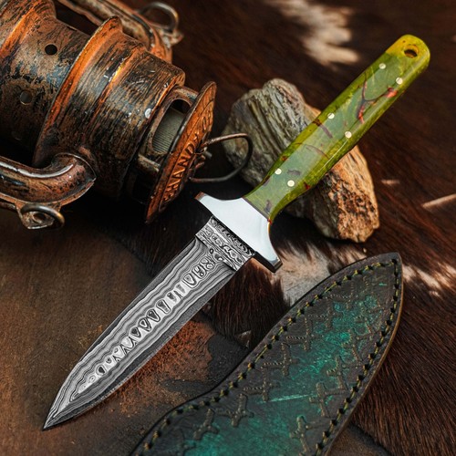 Inch damascus dagger knife - 8.8,