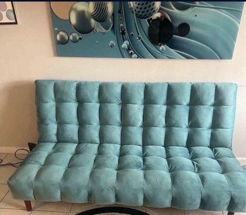 Blue tufted convertible - tufted,
