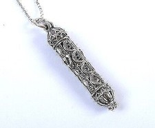 Pendentif Mezouza filigrane en argent sterling et collier assorti 18"...