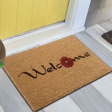 Tapis de Propreté durable en Coco • antibactérien • décoré avec une fleur rouge