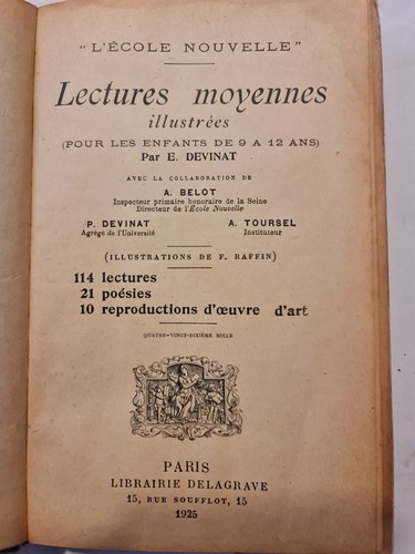 Ancien livre classe - classe, 1925
