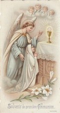 AG26 Ancienne image pieuse CHROMO  Souvenir de Première Communion 1904