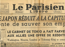 MILITARIA   LE PARISIEN libéré CAPITULATION DU JAPON LE 11 AOUT 1945   reftouvet