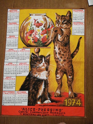 Ancien calendrier tissu - ancien, en