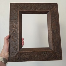 Cadre Ancien Haute Epoque XVIIIè Bois Sculpté avec Sirènes Chiffré ED