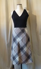 DEVERNOIS Jupe droite lainage carreaux tartan tons beige marron T 44 