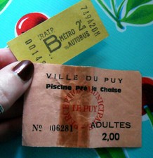 2 Vintage 1969 French TICKETS