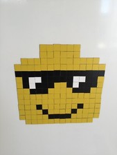 PIXEL ART AIMANT REFRIGERATEUR FRIGO SMILEY TETE LEGO JAUNE LUNETTE DE SOLEIL