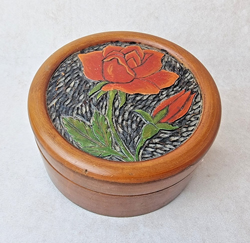 Boîte ronde vintage bois - boîte,