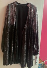 Robe Blazer Sequin Disco Paillete Ombre Pinko Silver Black L