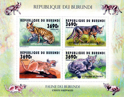 Stamps burundi 2014 perf - burundi, cats