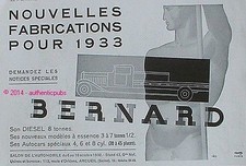 PUBLICITE BERNARD CAMION DIESEL 8 TONNES AUTOCAR DE 1932 FRENCH AD PUB