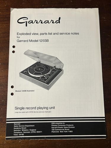Garrard model 125sb - 125sb, turntable