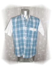A - Chemise Fantaisie Bleu Blanche à Carreaux  Oliphil Taille M