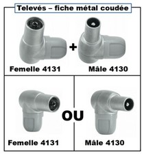 Connecteur coudé TELEVES Mâle 4130 ou Fem. 4131 - Elbowed connector 4130 or 4131