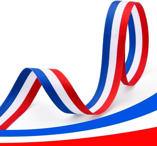 Ruban rouge blanc bleu - bleu, 25