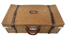 Valise à soufflet 1930 Art Déco valise en bois et lin